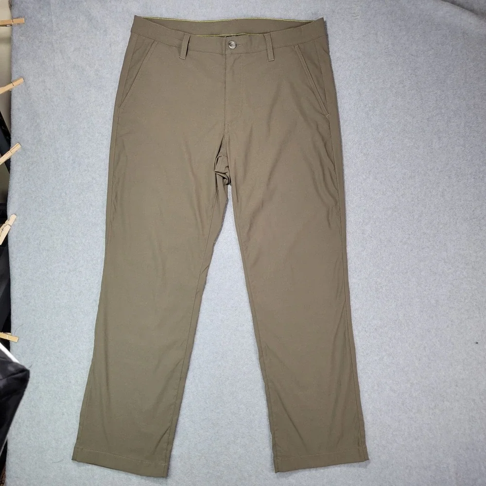 Eddie Bauer Takeoff Chino Pants Mens 33x30 Brown UPF 50+ DWR D3853309